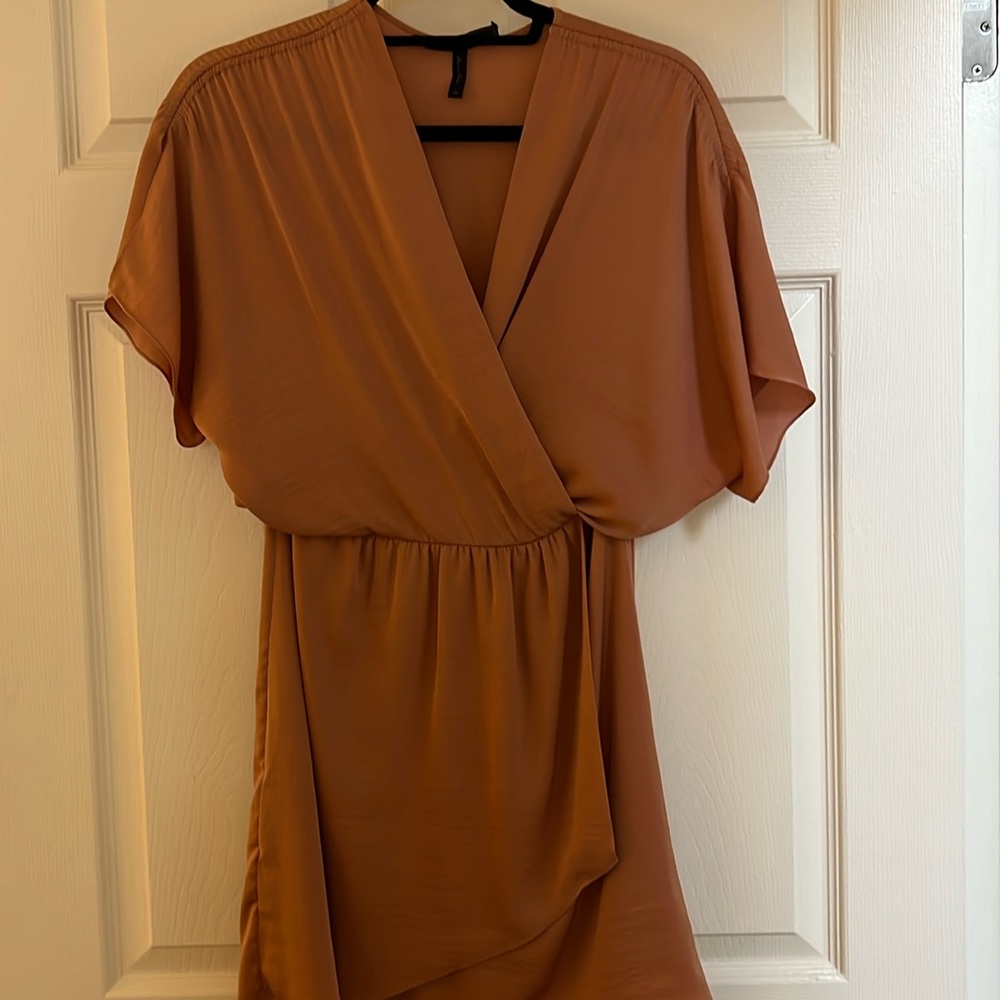 BCBG mini dress color is bronze/tan